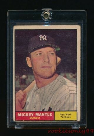 Mickey Mantle 1961 Topps 300 Ny York Yankees Bright Colors Mvp
