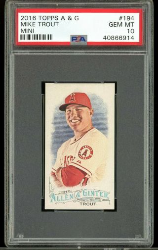 2016 Topps Allen Ginter Mini 194 Mike Trout Psa 10 Centered A&g