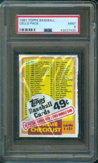 1981 Topps Baseball Card Cello Pack Psa 9 Rare Only 2 Higher