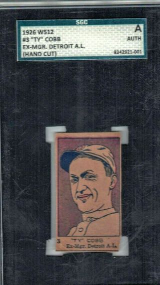 1926 W512 3 Ty Cobb Sgc Verified Authentic Baseball Card