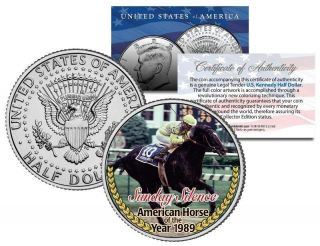 Sunday Silence 1989 American Horse Of The Year Colorized Jfk Half Dollar Coin