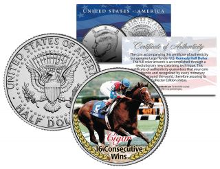 Cigar 16 Consecutive Wins Thoroughbred Racehorse Jfk Half Dollar U.  S.  Coin