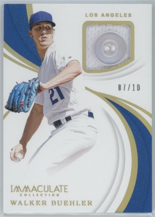 Walker Buehler 2019 Panini Immaculate Game Button Relic 7/10 Dodgers Zch