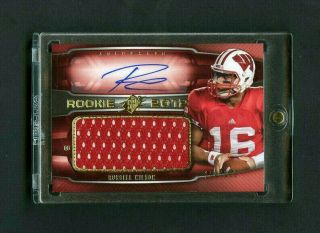 2012 Russell Wilson Upper Deck Spx Rookie Rc Patch Auto /399 Wisconsin Seahawks