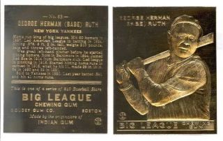 1933 Babe Ruth Goudey 53 Big League Chewing Gum 23k Gold Card $8.  95