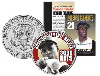 Roberto Clemente Walker 1972 Jfk Kennedy Half Dollar Colorized Us Coin 3000 Hits