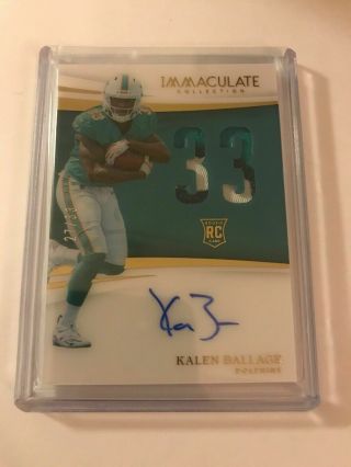 2018 Immaculate Kalen Ballage Acetate Jersey Number Auto 27/33 Jersey One Of 1/1