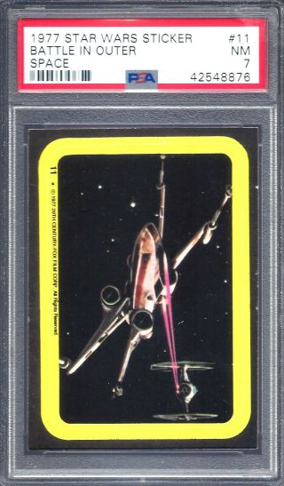 1977 Star Wars Sticker Battle In Outer Space 11 Psa 7 Nm (8876)