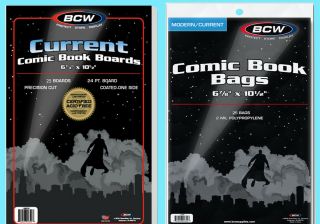 25 Bcw Current Comic Book Bags & Backing Boards Clear Archival Acid Modern