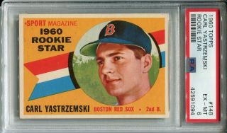 1960 Topps 148 Carl Yastrzemski Rookie Psa 6 Ex - Mt Boston Red Sox
