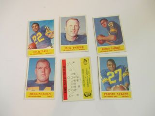 Six 1964 Los Angeles Rams Football Cards Nm