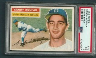 1956 Topps Sandy Koufax Wb 79 Psa 5 Ex Dodgers Hofer " Looks Like A 7 "