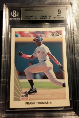 1990 Leaf Frank Thomas Rookie Card Hall Of Fame White Sox Rc Bgs 9