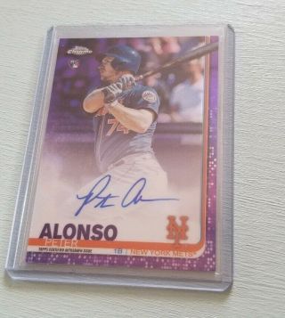 2019 Topps Chrome Peter Pete Alonso Rc Auto Purple Refractor /250 Nr