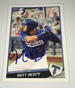 Matt Beaty Signed 2017 Tulsa Drillers Team Set Card Los Angeles Dodgers
