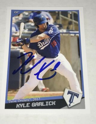 Kyle Garlick Signed 2017 Tulsa Drillers Team Set Card Los Angeles Dodgers