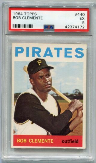 1964 Topps Roberto Clemente,  440.  Psa 5 (ex).  Pittsburgh Pirates.  Just Graded.