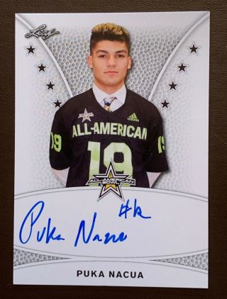 Puka Nacua Washington Huskies Football 2019 Leaf All - American Tour Autograph