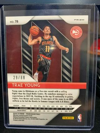 2018/19 Panini Prizm Rookle Red Choice Trae Young 29/88 78 2