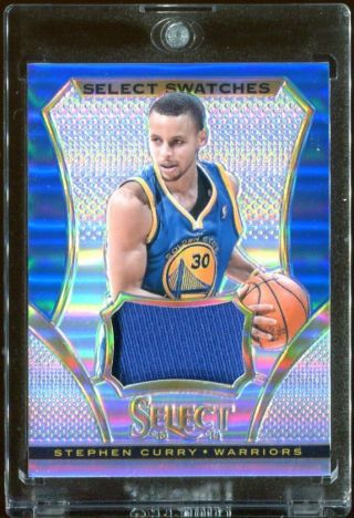 2013 - 14 Panini Select Stephen Curry Prizm Game - Worn Patch Refractor Blue 6/25