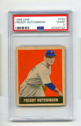 1948 Leaf Freddy Hutchinson 163 Detroit Tigers Baseball Card Psa Good 2
