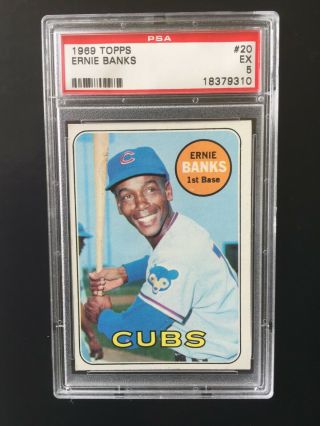 1969 Topps Ernie Banks Chicago Cubs 20 Baseball Card Psa 5 Ex