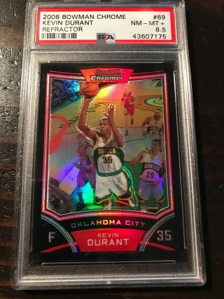 Kevin Durant 2008 - 09 Bowman Chrome 2nd Year Refractor /499 Psa 8.  5