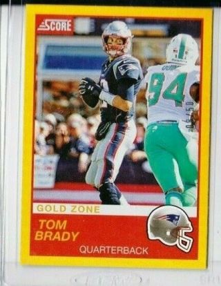 2019 Score Tom Brady Gold Zone Parallel 142 8/50 Patriots Pd