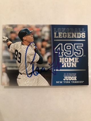 Aaron Judge Signed Autograph 2018 Topps Card Ny Yankees