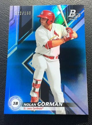 Nolan Gorman 2019 Bowman Platinum Blue Top - 20 112/150 - Cardinals