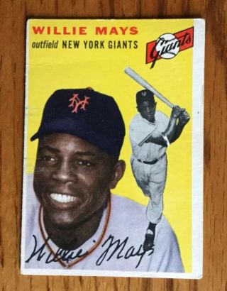 1954 Topps 90 Vintage Baseball Card,  Willie Mays,  Giants