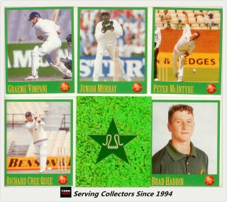 1996 - 97 Select Cricket Stickers Base Stickers Set (156) - International