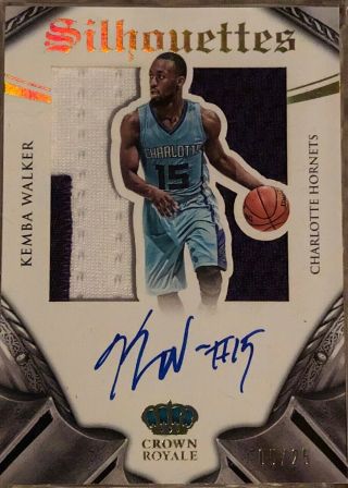 2014 - 15 Preferred Kemba Walker Crown Royale Silhouettes Jersey Auto Card 05/25