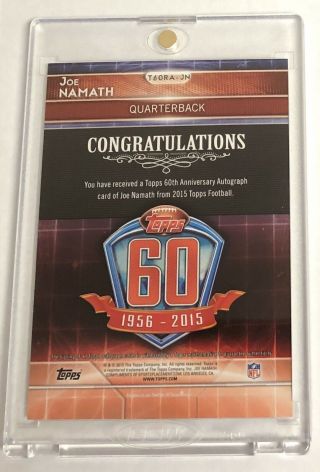 2015 Topps 60th Anniversary Rookie Reprint Autographs T60RAJN Joe Namath 4