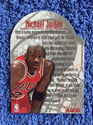 1995 - 96 Fleer Metal MICHAEL JORDAN Maximum Metal DieCut 4 Chicago Bulls 2