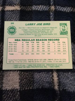 1983 - 84 Star Basketball Set Break - Larry Bird 26 (Celtics) 2