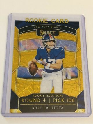 2018 Panini Select Kyle Lauletta Round Selections Rookie Gold Prizm 07/10 Giants