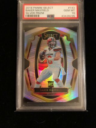 Baker Mayfield Psa 10 Rc 2018 Panini Select Rookie Silver Refractor Premier Sp