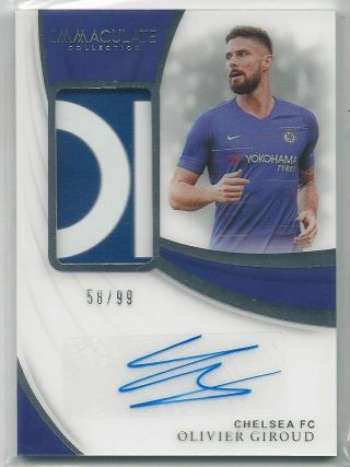 2018 - 19 Panini Immaculate Olivier Giroud Match Worn Patch Auto 58/99 Chelsea Fc