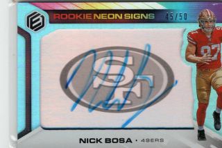 Nick Bosa,  San Francisco 49ers,  2019 Elements " Rookie Neon Signs " Auto 45/50