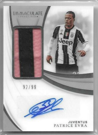 Patrice Evra 2018 - 19 Panini Immaculate Jersey Patch Auto Autograph 92/99