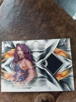 Sasha Banks 2019 Topps Undisputed Autograph Shirt Relic Card 20 Of 25 2 Color