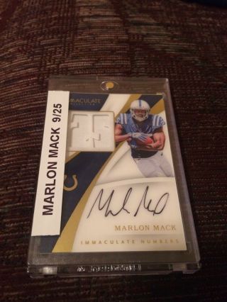 2017 Immaculate Marlon Mack Rookie Numbers On Card Auto Patch Sp 9/25 Colts