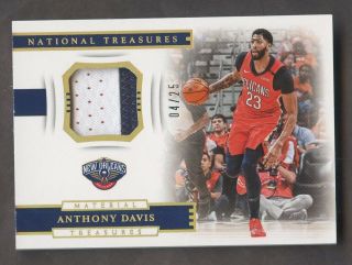 2018 - 19 National Treasures Anthony Davis Patch 4/25 Orleans Pelicans