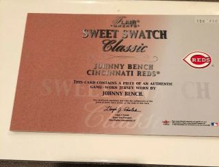 2003 Flair Greats Sweet Swatch Classics Johnny Bench 156/410 Cincinnati Reds.