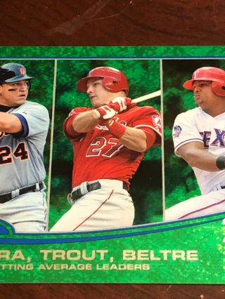 2013 TOPPS EMERALD MIKE TROUT 294 AL BATING LEADERS EX - MT,  OR BETTER 3