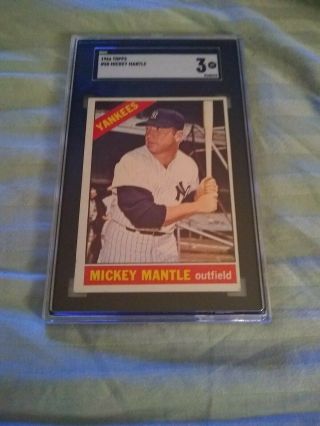 1966 Topps Mickey Mantle Ny Yankees 50 Sgc 3 Vg
