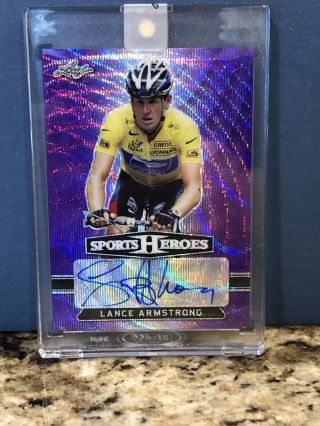 Lance Armstrong Leaf Heroes Of Sport 5/7 Autograph/auto Card
