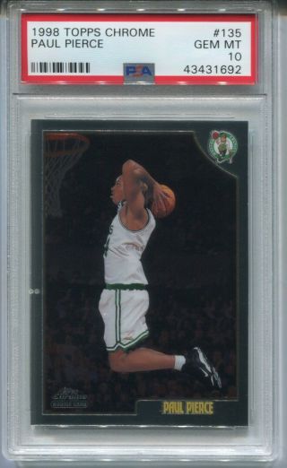 1998 Paul Pierce Topps Chrome Rookie Card Rc 135 Boston Celtics Psa 10 Gem