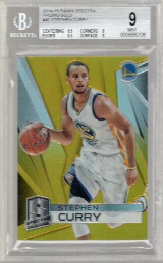 Stephen Curry 2014 - 15 Panini Spectra Prizm Gold Refractor 40 08/10 Bgs 9
